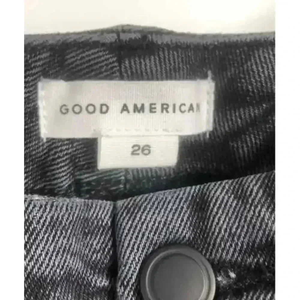 Good American Women's Black Skinny Jeans 26 Mid Rise Dark Wash Slim Fit NWT‎
